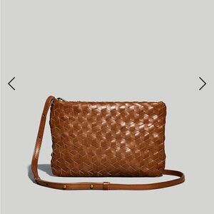 Madewell The Puff Crossbody Bag Woven Multi-Leather Edition in Sepia Multi